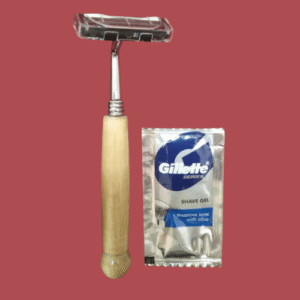 Wooden Shaving Razor With Shaving Gel